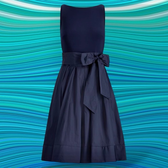 NWT Lauren Ralph Lauren ‘Taffeta-Skirt Dress’ in “Lighthouse Navy” Plus Size 16 - Picture 2 of 16